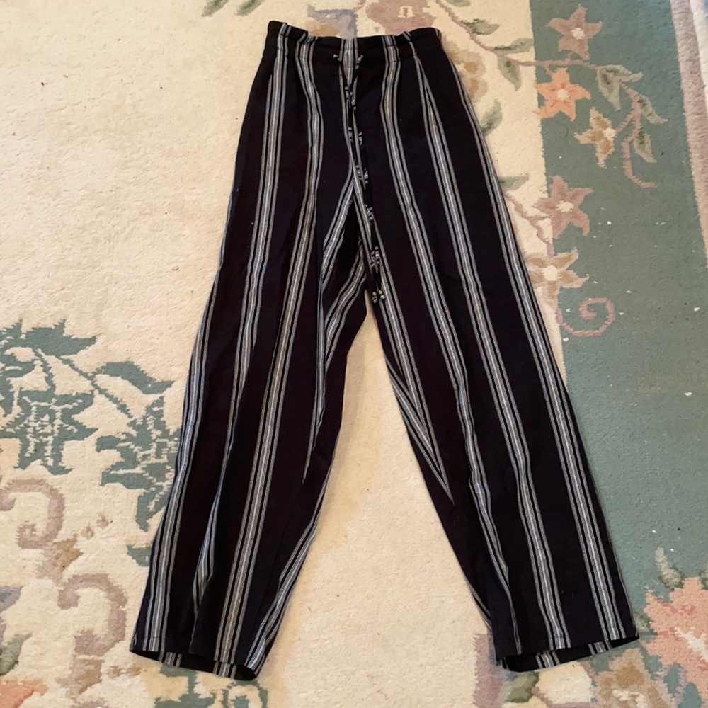 black and white striped pants